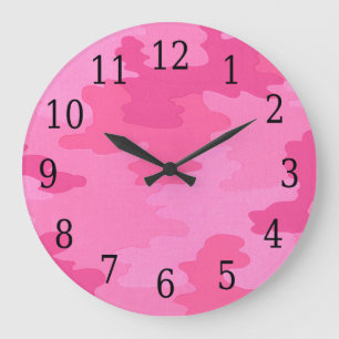 Bright Pink Camouflage Round Clock