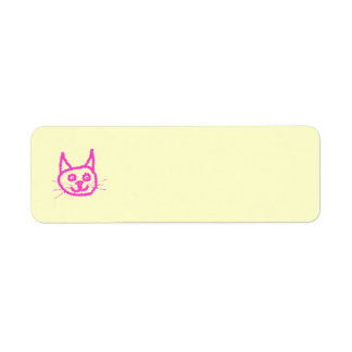 Bright Pink Cat Return Address Label