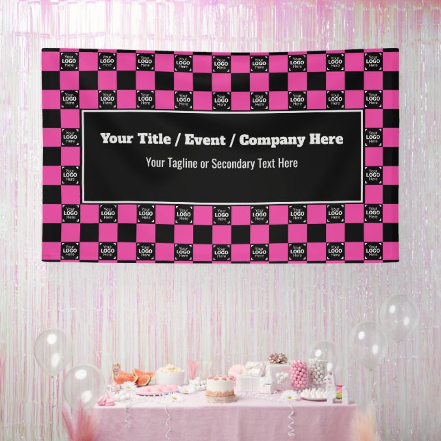 Bright Pink Check - Corporate Event / Trade Show  Banner (Party)