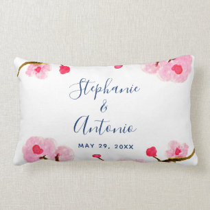 Bright Pink Cherry Blossom Lumbar Cushion