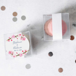 Bright Pink Cherry Blossom Wedding Classic Round Sticker