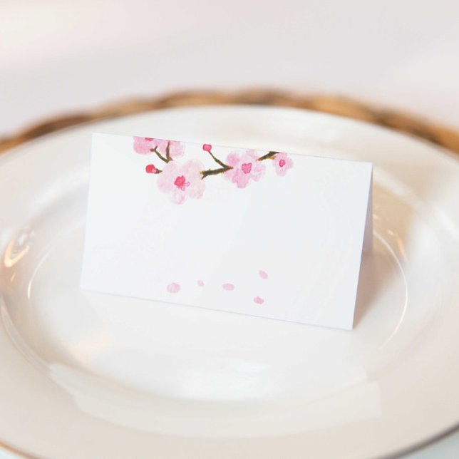 Bright Pink Cherry Blossom Wedding Place Card (Creator Uploaded)