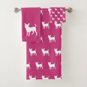 Bright Pink Chihuahua 3- piece Bath Towel Set