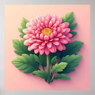Bright Pink Chrysanthemums Poster