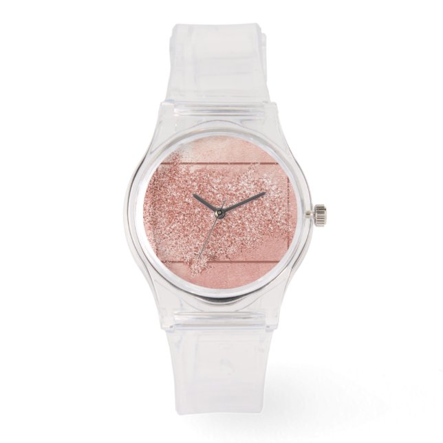 bright pink clock watch (Front)