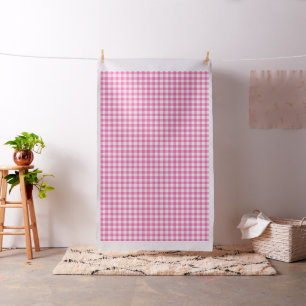Bright Pink Cottagecore Gingham Check Plaid Fabric