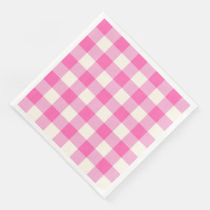Bright Pink Cottagecore Gingham Check Plaid Napkin