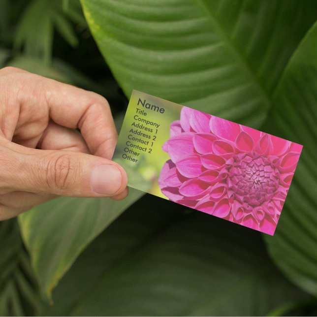 Bright Pink Dahlia Floral Business Card (In Situ)
