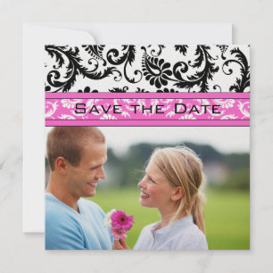 Bright Pink Damask Swirls Wedding Save the Date