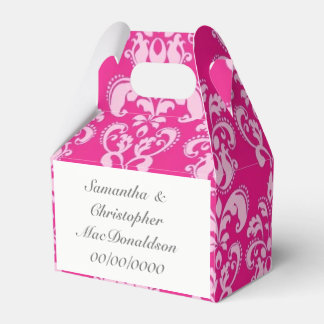 Bright pink damask wedding favour box