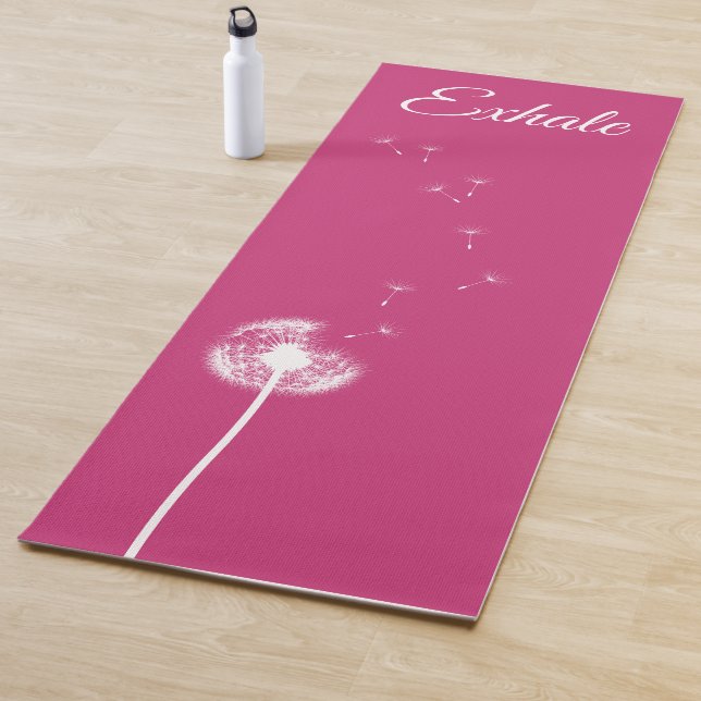 Bright Pink Dandelion Yoga Mat (In Situ)
