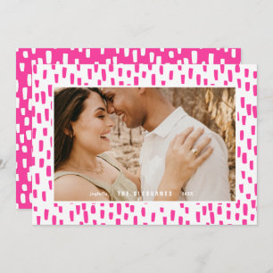 Bright Pink Dashing Photo Frame Holiday Card