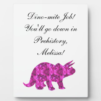 Bright Pink Dinosaur  Personal Award Plaque
