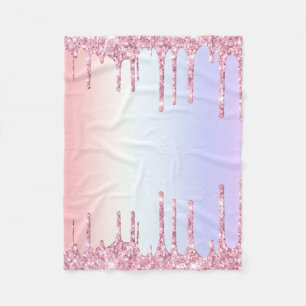 Bright Pink Dripping Unicorn Rainbow Pastel Shades Fleece Blanket