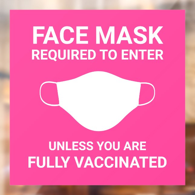 Bright Pink Face Mask Required Sign Window Decal (Sheet 2)