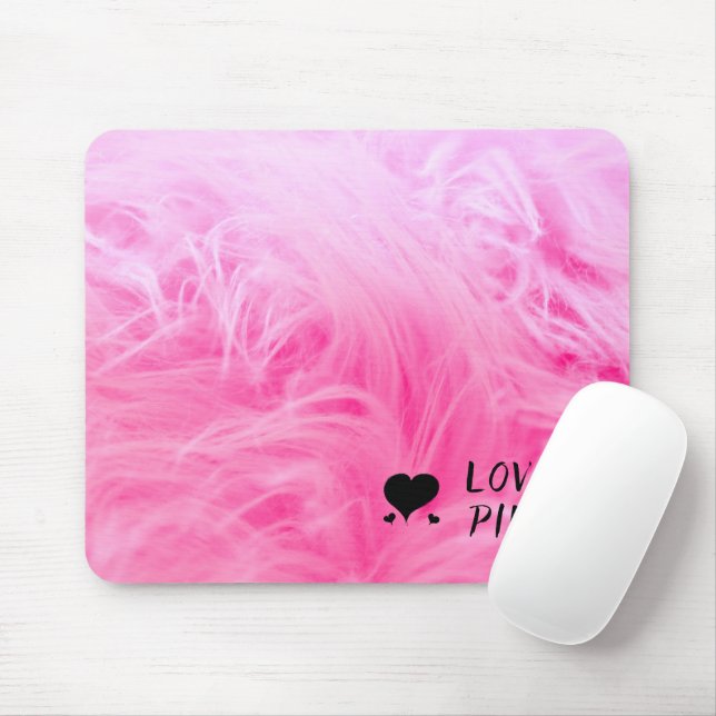 Bright Pink Faux Fur Up Close Mouse Pad (With Mouse)