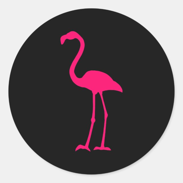 Bright Pink Flamingo Classic Round Sticker (Front)