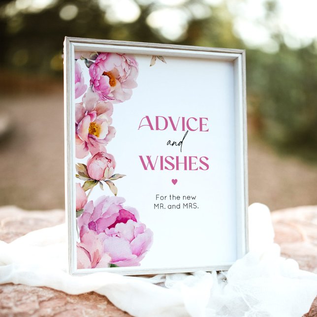 Bright pink floral advice and wishes for Newlyweds Poster (Creator Uploaded)