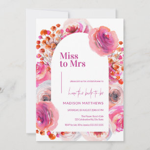 Bright Pink Floral Arch Summer Bridal Shower Invitation