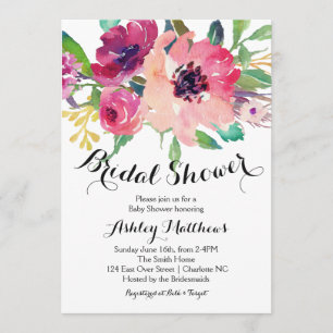 Bright pink Floral Bridal Shower Invitation