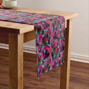 Bright pink floral medium table runner