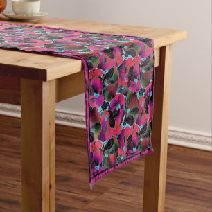 Bright pink floral medium table runner