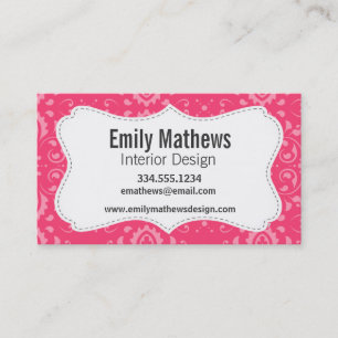 Bright Pink Floral Pattern Business Card