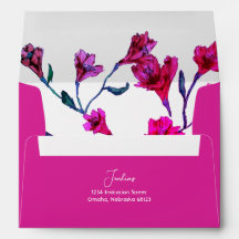 Bright Pink Floral Watercolor Wedding