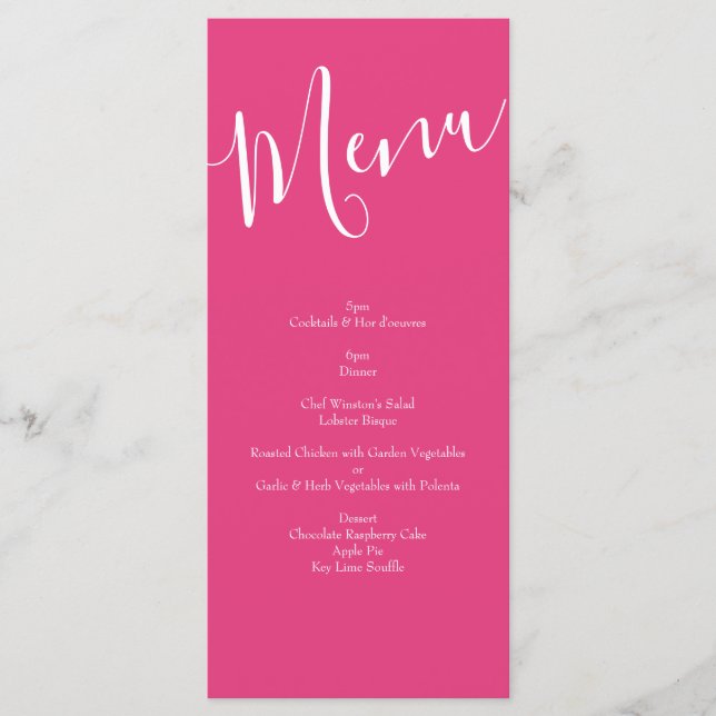 Bright Pink Floral Wedding Menu (Front)