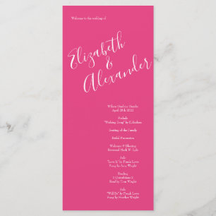 Bright Pink Floral Wedding Programs