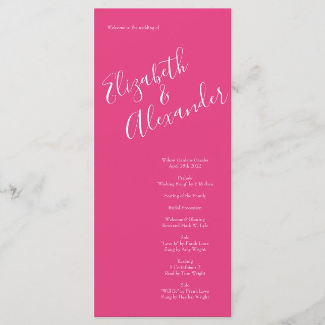 Bright Pink Floral Wedding Programs (Front)