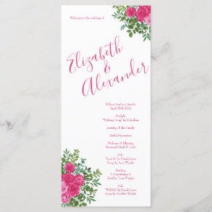 Bright Pink Floral Wedding Programs