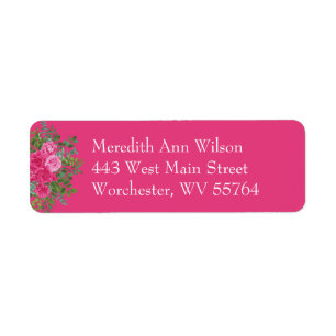 Bright Pink Floral Wedding Return Address Label