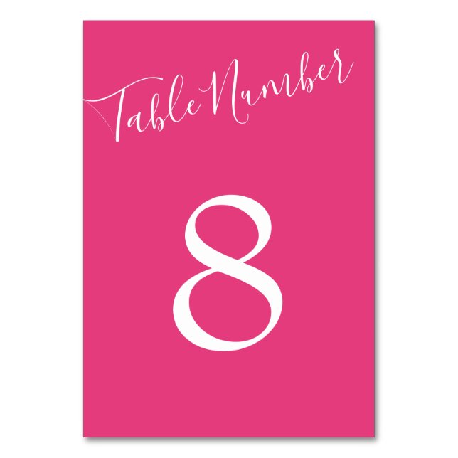 Bright Pink Floral Wedding Table Number (Back)