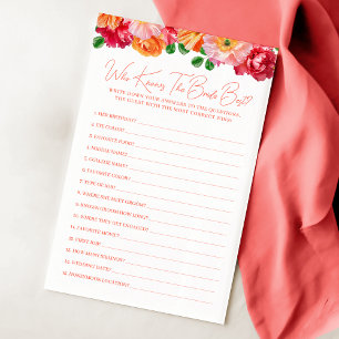 Bright Pink Floral Who Knows The Bride Best Game