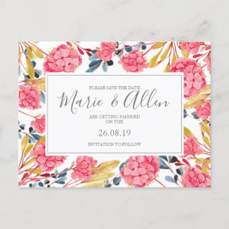 Bright Pink Florals Save the Date Postcard