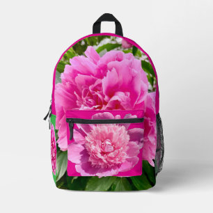 Bright pink flower backpack. printed backpack