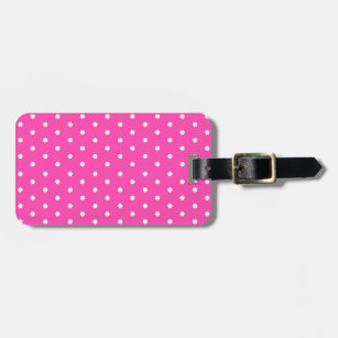 Bright pink flower polka dots named luggage tag
