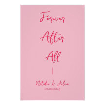Bright Pink Forever After All Wedding Sign