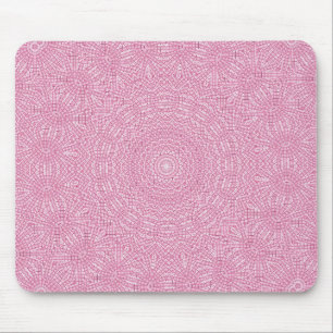 Bright pink fractal pattern design mouse pad