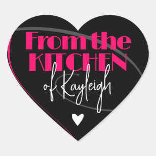 Bright Pink From the Kitchen of Signature Name  Heart Sticker