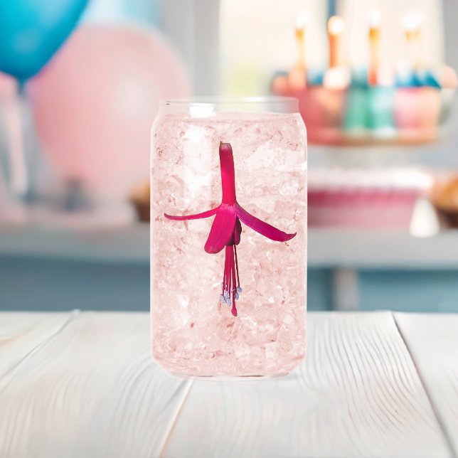 Bright Pink Fuchsia Flower Floral Can Glass (Insitu (Baby Shower))
