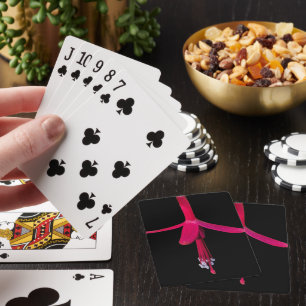 Bright Pink Fuchsia Flower on Black Playing Cards