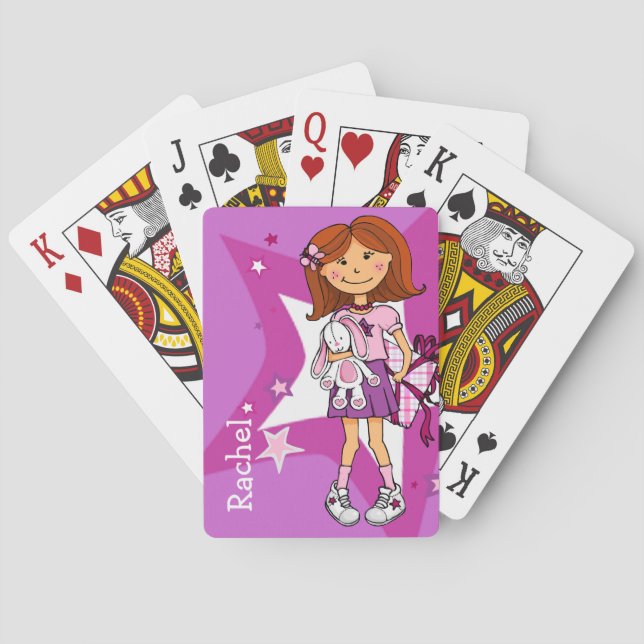 Bright pink girl named playing card set (Back)