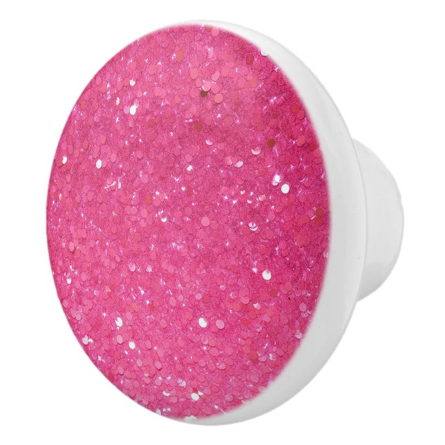 Bright Pink Glitter Ceramic Knob (Right)