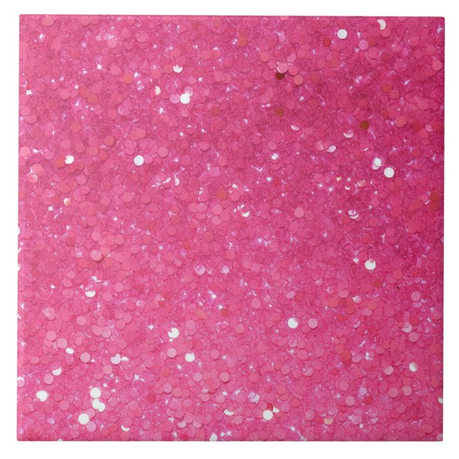 Bright Pink Glitter Ceramic Tile (Front)