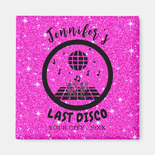 Bright Pink glitter Disco Bachelorette party  Magnet