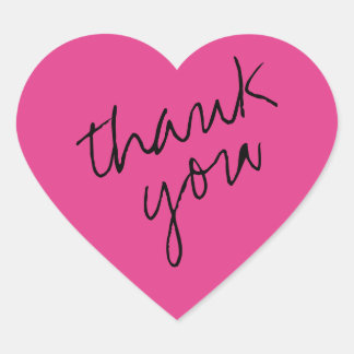 Bright Pink Heart Thank You Sticker