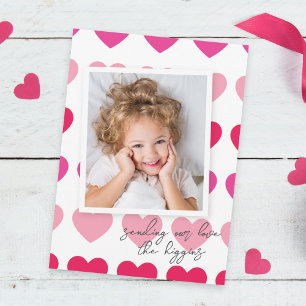 Bright Pink Hearts Photo Valentine's Day Card