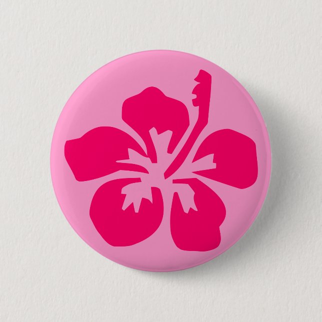 Bright Pink Hibiscus 6 Cm Round Badge (Front)